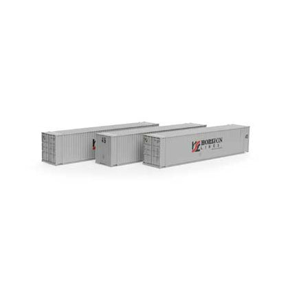 Athearn 28047 HO, 45' Container, 3-Pack, Primed for Grime, Horizon Lines, HRZU - House of Trains