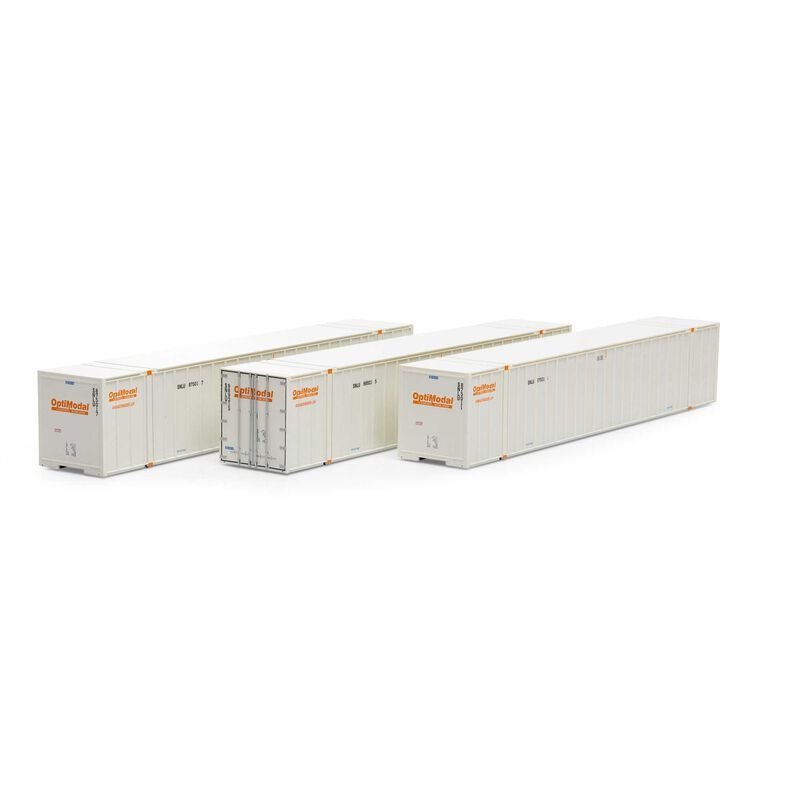 Athearn 40131 HO, 53' Stoughton Container, 3 - Pack, Optimodal, SNLU, 875011, 989215, 875017 - House of Trains