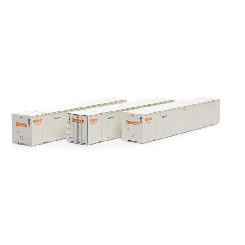 Athearn 40131 HO, 53' Stoughton Container, 3 - Pack, Optimodal, SNLU, 875011, 989215, 875017 - House of Trains