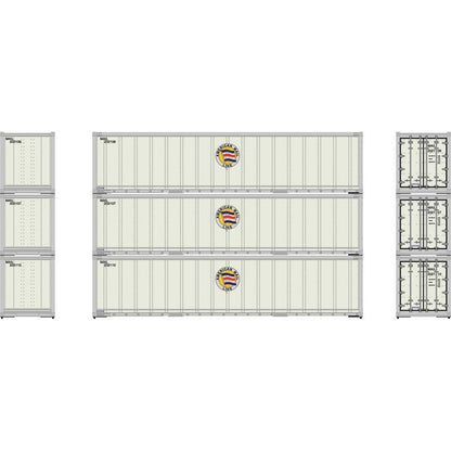Athearn 63387 HO, 40' Smooth Side Container, MAIL 3 - pack - House of Trains