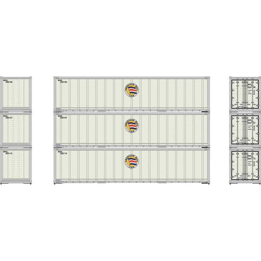 Athearn 63387 HO, 40' Smooth Side Container, MAIL 3 - pack - House of Trains