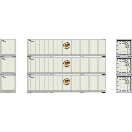 Athearn 63388 HO, 40' Smooth Side Container, MAIL 3 - pack - House of Trains