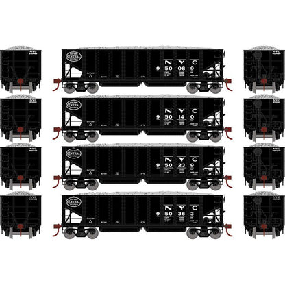 Athearn 7643 HO, 40' Outside Braced Ballast Hopper, 4 - Pack, NYC - House of Trains
