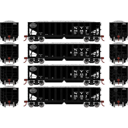 Athearn 7643 HO, 40' Outside Braced Ballast Hopper, 4 - Pack, NYC - House of Trains