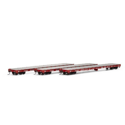 Athearn 98080 HO, 60' Flat Car, 3 - pack, Santa Fe - House of Trains