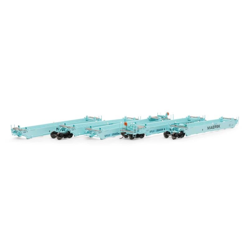Athearn 98921 HO, Maxi I 5-Unit Well Car, Primed for Grime, Santa Fe, Ex-Maersk, SFLC, 254338 - House of Trains