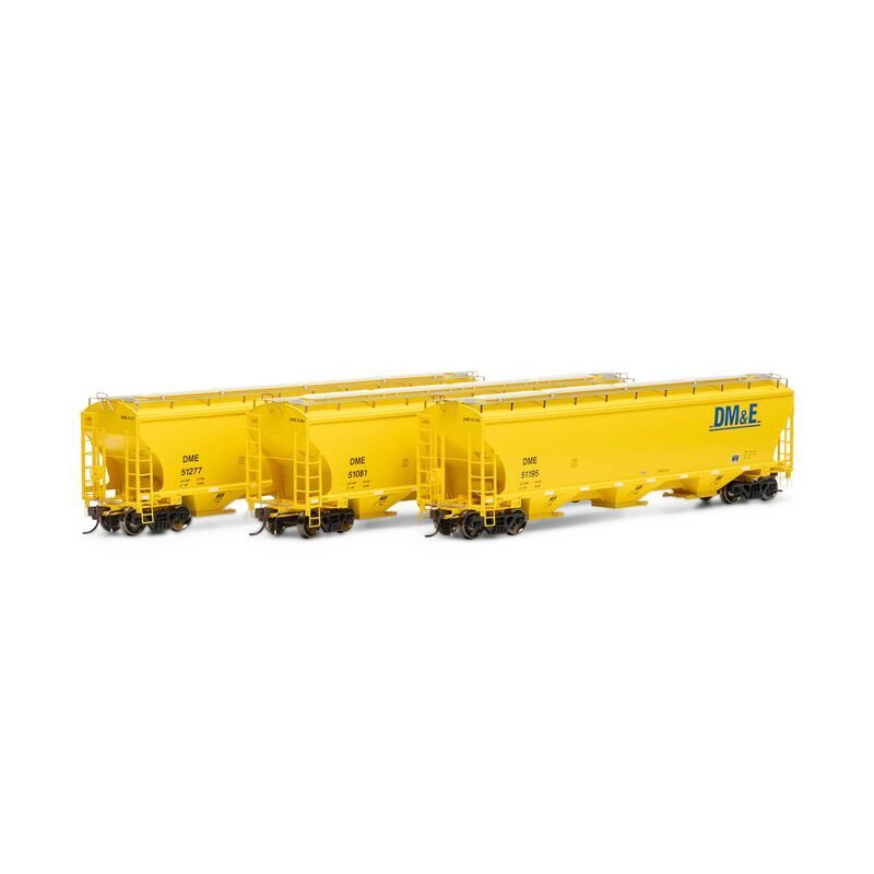 Athearn Genesis 97142 HO, Trinity Covered Hopper, 3 - Pack, Dakota Minnesota and Eastern - House of Trains