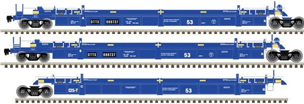 Atlas 20 006 623 HO, 53' Articulated Well Car, 3 - Unit, DTTX, 888737 - House of Trains
