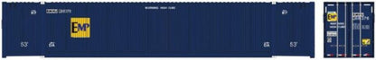 Atlas 20 006 678 HO Jindo 53' Corrugated Container, 3 - Pack, ex - FEC blue and yellow, EMP - House of Trains