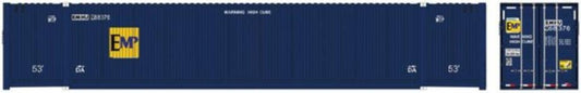 Atlas 20 006 678 HO Jindo 53' Corrugated Container, 3 - Pack, ex - FEC blue and yellow, EMP - House of Trains