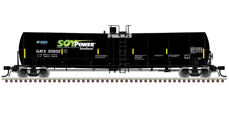 Atlas 20 006 895 HO, Trinity 25,500 Gallon Tank Car, Soy Power Bio Fuels, GATX, 30831 - House of Trains