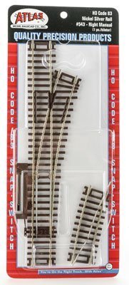 Atlas 543 HO, Code 83, Manual Snap Switch, Right Hand - House of Trains