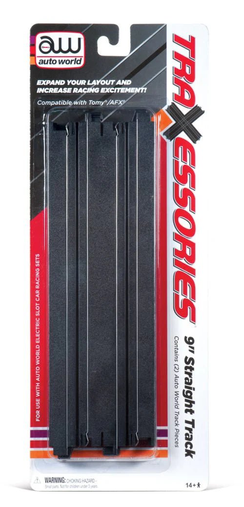 Auto World 172 HO Slot Car Track, 9" Straight Track (2 Pieces) - House of Trains