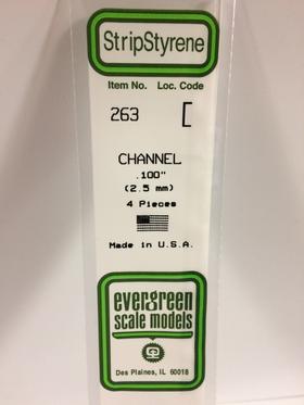 Evergreen 263 Channel, .100" (2.5 mm) (4 Pieces)