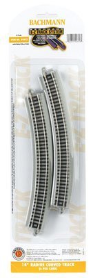 Bachmann 44853 N Nickel Silver, EZ Track, 14 Inch Radius, 6 Pieces, 12 pieces make circle - House of Trains