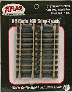 Atlas 823 HO, Code 100, 3" Straight, 4 Pieces