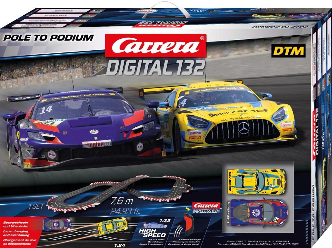 Carrera 30038, Digital, 132, Pole to Podium, Set, Mercedes AMG GT3 Evo, Mercedes AMG Team HRT, 24.93 Feet of Track, Wireless Controllers - House of Trains
