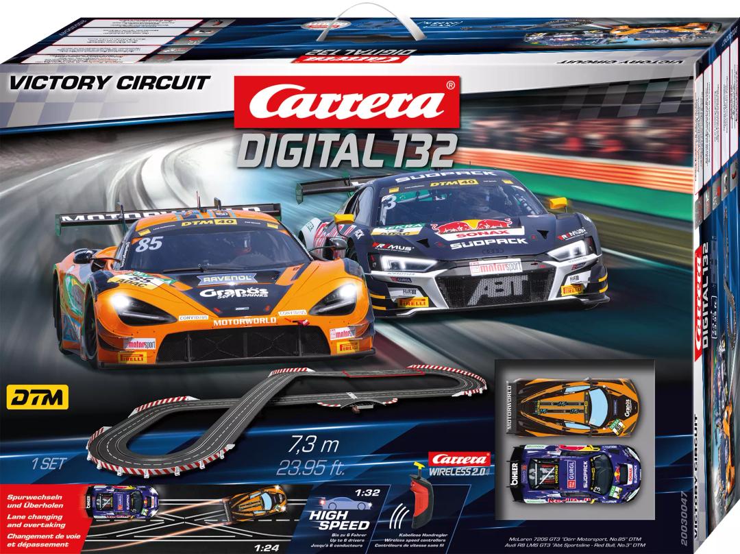 Carrera 30047, Digital, 132, Victory Circuit, Set, McLaren 720S GT3, Audi R8 LMS GT3, 23.95 Feet of Track, Wireless Controllers - House of Trains