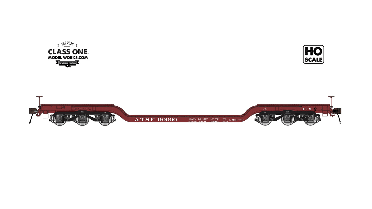 Class One Model Works 200 HO, Heavy Duty Flat Car, ATSF, 90000 - House of Trains