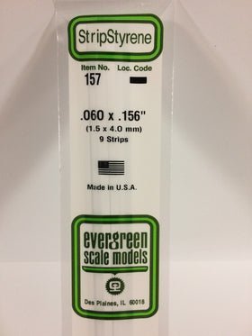 Evergreen 157 Strips, .060" x .156", 1.5 x 4.0 mm, 10 Pieces - House of Trains