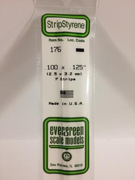 Evergreen 176 Strips, .100" x .125" (2.5 x 3.2 mm) (7 Pieces) - House of Trains