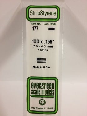 Evergreen 177 Strips, .100" x .156", 2.5 x 4.0 mm, 7 Pieces - House of Trains