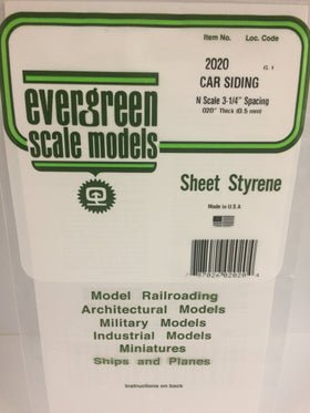 Evergreen 2020 Car Siding, .020" (0.5mm) Spacing x .020 (0.5mm) Thick (1 Piece) - House of Trains