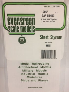 Evergreen 2067 Car Siding, .068" (1.9mm) Spacing x .020 (0.5mm) Thick (1 Piece) - House of Trains