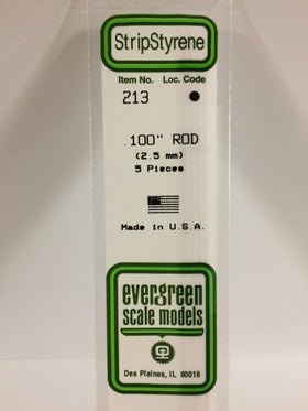 Evergreen 213 Rod, .100" (2.5 mm) (5 Pieces) - House of Trains