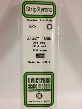 Evergreen 223 Tube, .093" (2.4 mm) (6 Pieces) - House of Trains