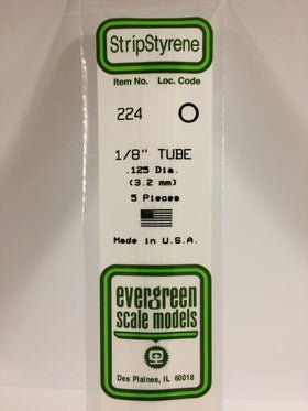 Evergreen 224 Tube, .125" (3.2 mm) (5 Pieces) - House of Trains