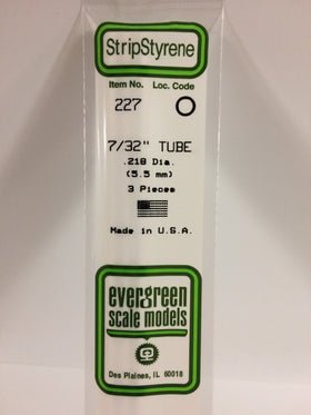 Evergreen 227 Tube, .219" (5.5 mm) (3 Pieces) - House of Trains