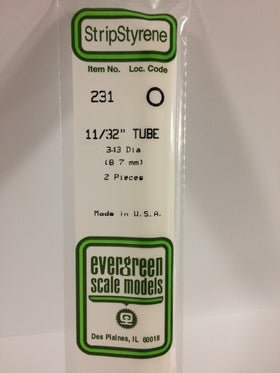 Evergreen 231 Tube, .343" (8.7 mm) (2 Pieces) - House of Trains