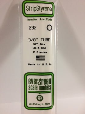 Evergreen 232 Tube, .375" (9.5 mm) (2 Pieces) - House of Trains