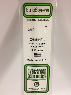 Evergreen 264 Channel, .125" (3.2 mm) (4 Pieces) - House of Trains
