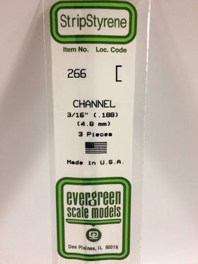 Evergreen 266 Channel, .188" (4.8 mm) (3 Pieces) - House of Trains