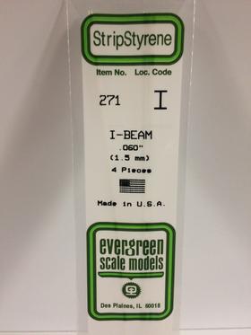 Evergreen 271 I - Beam, .060" (1.5 mm) (4 Pieces) - House of Trains