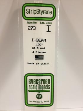 Evergreen 273 I - Beam, .100" (2.5 mm) (4 Pieces) - House of Trains