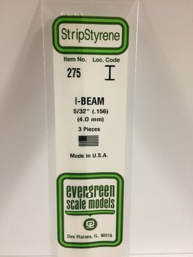 Evergreen 275 I-Beam, .156", 4.0mm, 3 Pieces - House of Trains