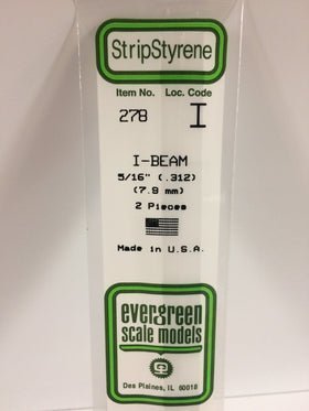 Evergreen 278 I-Beam, .312", 7.9mm, 2 Pieces - House of Trains
