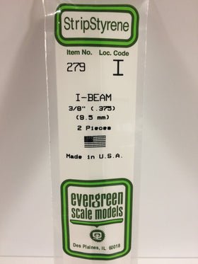 Evergreen 279 I - Beam, .375", 9.5mm, 2 Pieces - House of Trains