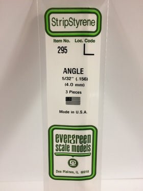Evergreen 295 Angle, .156", 4.0 mm, 3 Pieces - House of Trains