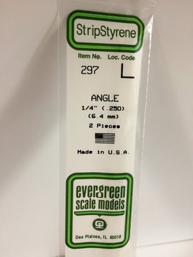 Evergreen 297 Angle, .250", 6.3 mm, 2 Pieces - House of Trains