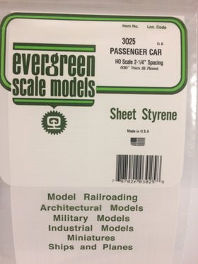 Evergreen 3025 Car Siding, .026" (0.6mm) Spacing x .030 (.75mm) Thick (1 Piece) - House of Trains