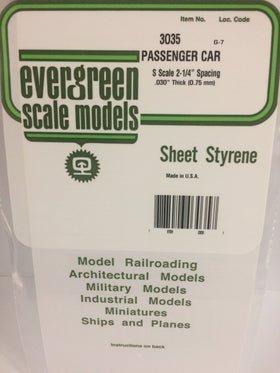 Evergreen 3035 Car Siding, .035" (0.8mm) Spacing x .030 (.75mm) Thick (1 Piece) - House of Trains