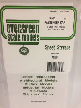 Evergreen 3047 Car Siding, .047" (1.3mm) Spacing x .030 (.75mm) Thick (1 Piece) - House of Trains