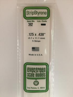 Evergreen 392 Strips, .125" x .438", 3.2 x 11.1 mm, 5 Pieces - House of Trains