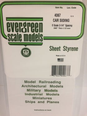 Evergreen 4067 Car Siding, .068" (1.9mm) Spacing x .040 (1.0mm) Thick (1 Piece) - House of Trains
