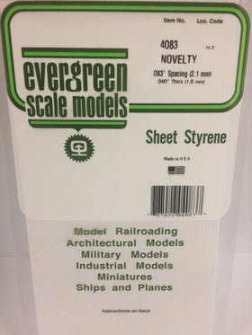 Evergreen 4083 Novelty, Siding, .083" (2.1mm) Spacing x .040 (1.0mm) Thick (1 Piece) - House of Trains