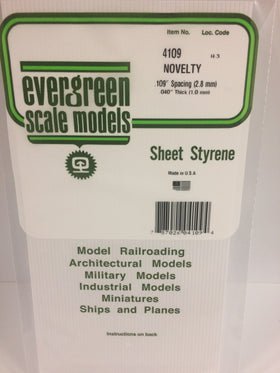 Evergreen 4109 Novelty, Siding, .109" (2.7mm) Spacing x .040 (1.0mm) Thick (1 Piece) - House of Trains